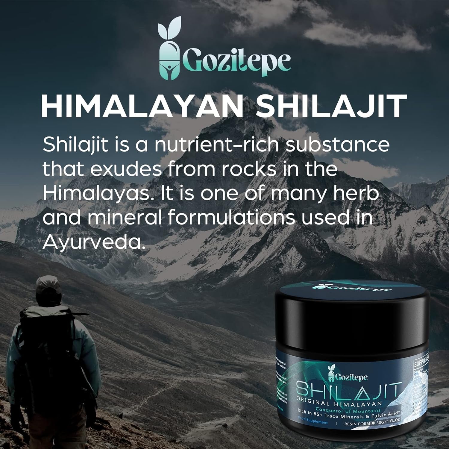 Shilajit Resina Purificada Del Himalaya - Alta Potencia Con Minerales Fúlvicos Y Ácido Húmico, 100% Vegano, Energizante Natural, 1 Paquete