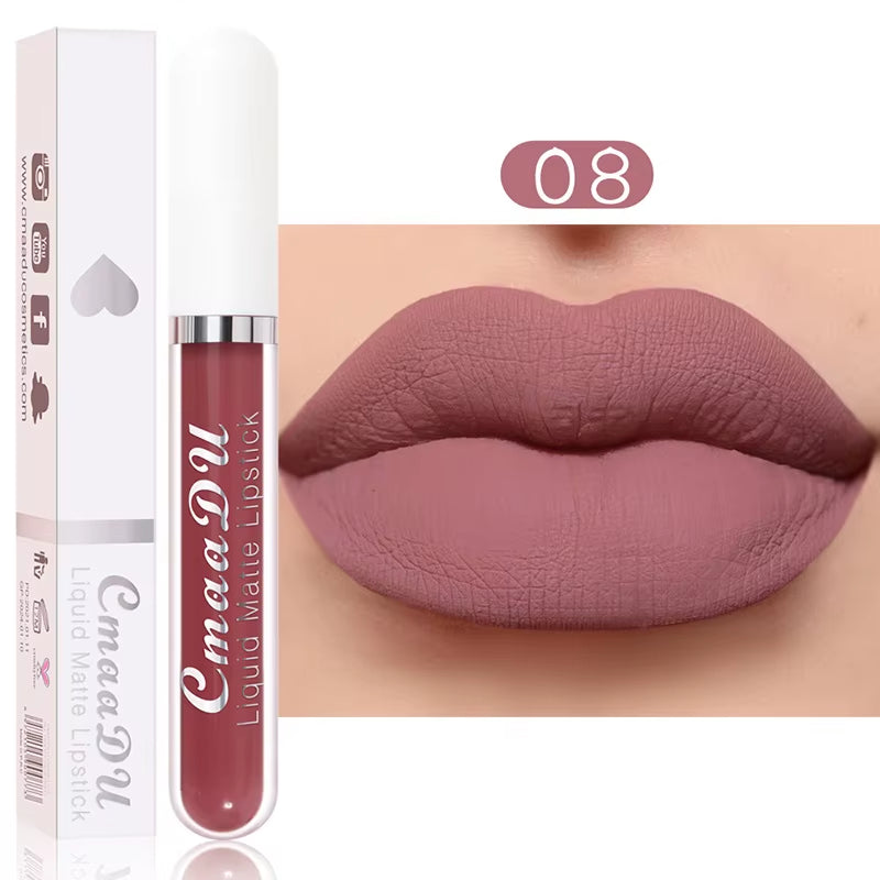 Sexy Long Lasting Velvet Matte Lip Gloss Liquid Lipstick Lip Makeup Women Beauty Red Nonstick Cup Waterproof Lip Gloss