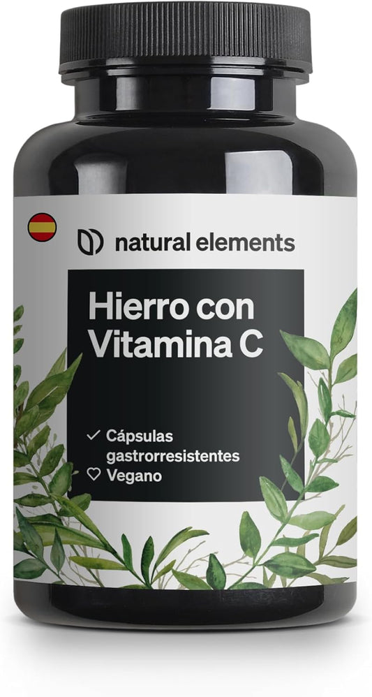 Hierro Suplemento Con Vitamina C – 20 Mg De Hierro (De Bisglicinato De Hierro) Por Cápsula – 180 Cápsulas Gastrorresistentes – Materia Prima De Primera Calidad: Ferrocheltm (Quelato De Hierro)