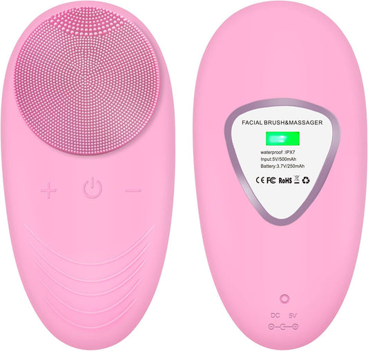 Cepillo De Limpieza Facial,  Masajeador Facial Y Dispositivo Limpiador Facial Y Masajeador Facial Antienvejecimiento Impermeable IPX7 Para Todo Tipo De Piel, Recargable Portátil USB, Rosa