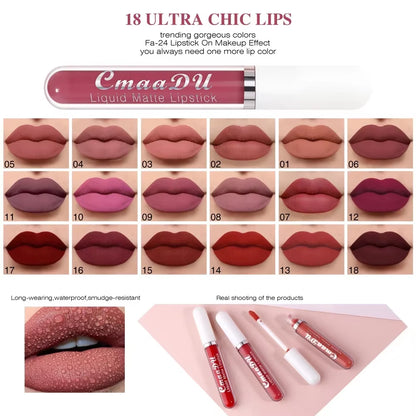 Sexy Long Lasting Velvet Matte Lip Gloss Liquid Lipstick Lip Makeup Women Beauty Red Nonstick Cup Waterproof Lip Gloss