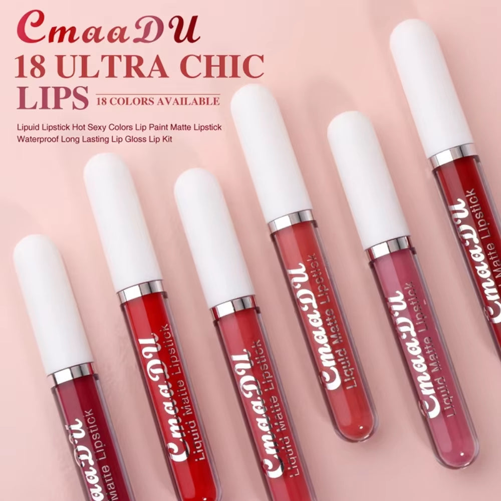 Sexy Long Lasting Velvet Matte Lip Gloss Liquid Lipstick Lip Makeup Women Beauty Red Nonstick Cup Waterproof Lip Gloss