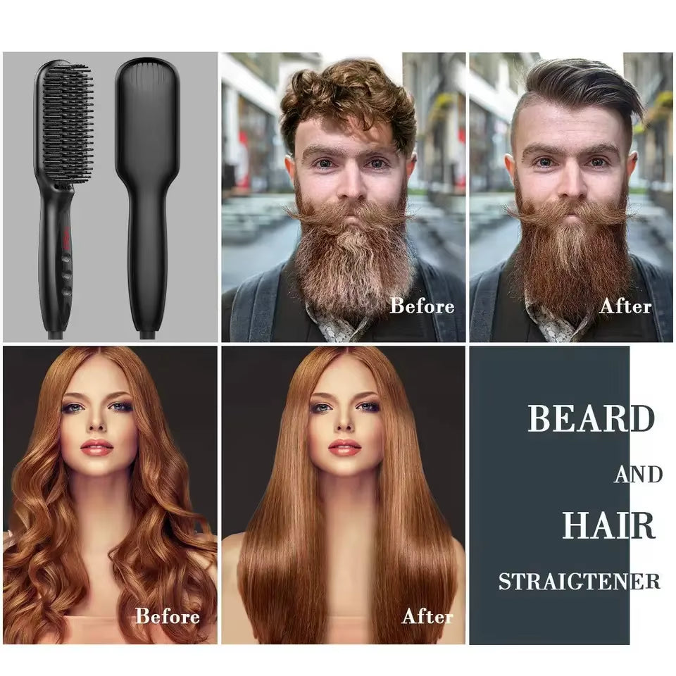 Hair Straightener Brush Comb Electric Hair Brushes Hot Comb Straightener for Hair Anti-Scalding Ceramic Beard Straightener Brush