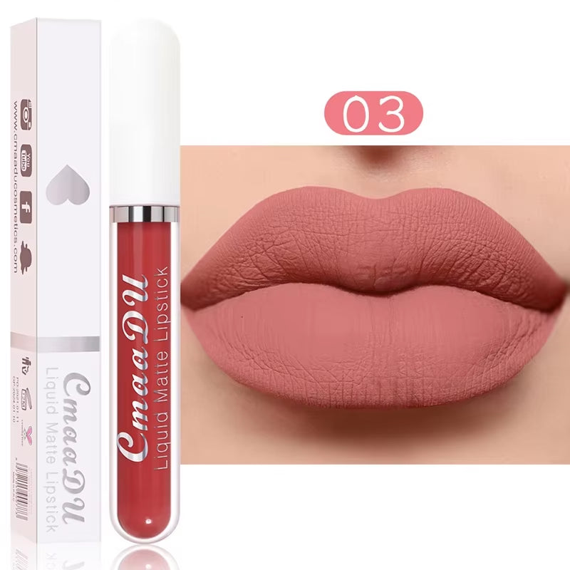 Sexy Long Lasting Velvet Matte Lip Gloss Liquid Lipstick Lip Makeup Women Beauty Red Nonstick Cup Waterproof Lip Gloss