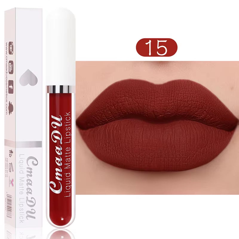 Sexy Long Lasting Velvet Matte Lip Gloss Liquid Lipstick Lip Makeup Women Beauty Red Nonstick Cup Waterproof Lip Gloss