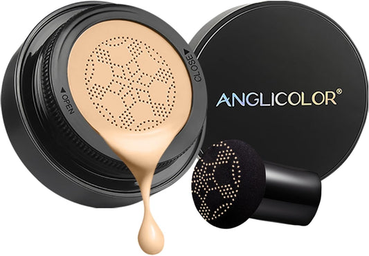 Anglicolor CC Creme BB Cream,Mushroom Head Foundation Air Cushion,Base Maquillaje Larga Duración, Hidratante Permeable,Piel Uniforme Para Todo Tipo De Piel (#02 Natrual Nude, 15Ml)