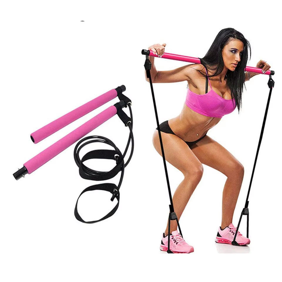 New Fitness Sport Pilates Bar Kit Gym Workout Stick Pilates Exercise Bar Kit with Resistance Band Body Building Puller Yoga Rope