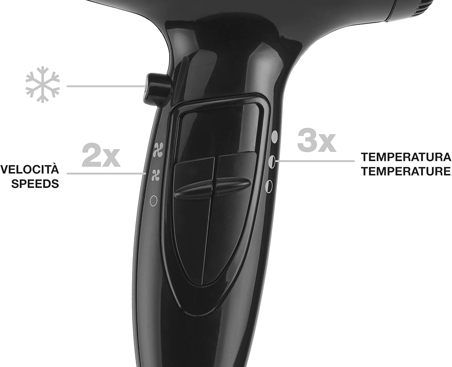 BEPER 40.979 Secador De Pelo De 2000 Vatios, Difusor Y Concentrador Incluidos, Mango Antideslizante, Negro