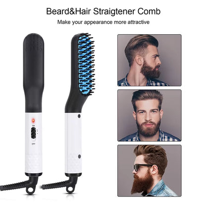 Hot Comb Straightener Electric Negative Ion Heating Comb for Men Beard Hair Straightening Brush Wet Dry Use Quick Hair Styler