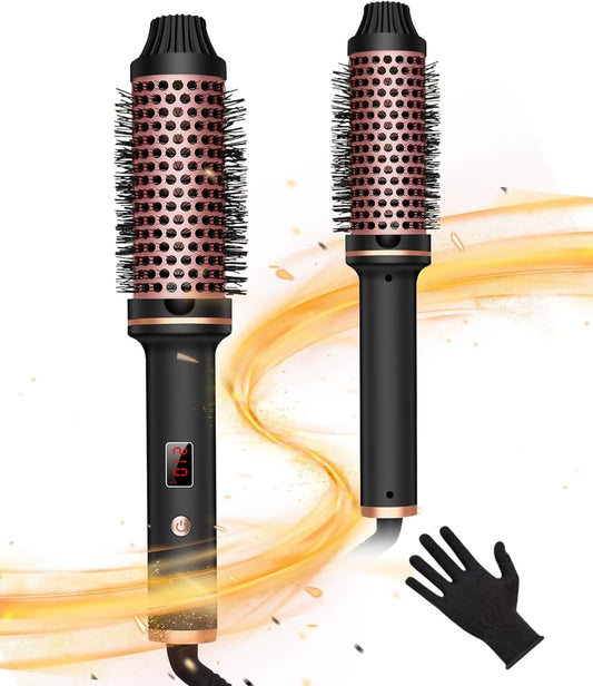 Curling Thermal Brush Hot round Brush Curling Iron Dual Voltage Thermal round Brush Long-Lasting Styling Hair Shinier & Smoother