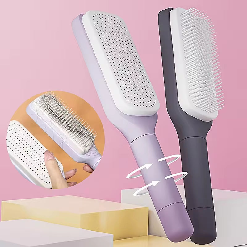 Self Cleaning Hairbrush Women Hair Brush One-Key Cleaning Hair Loss Airbag Scalp Massage Comb Anti-Static Hairbrush