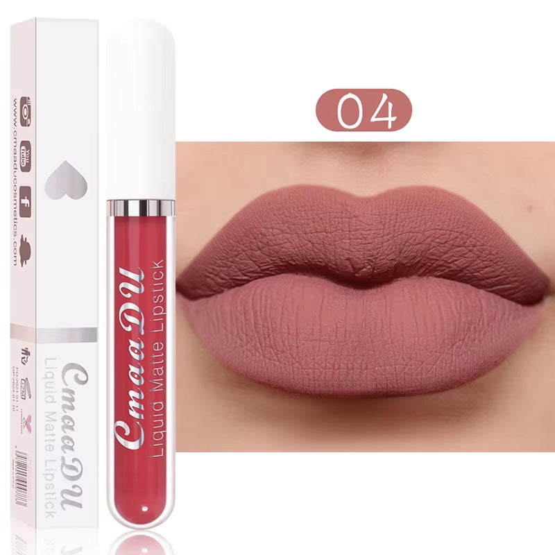 Sexy Long Lasting Velvet Matte Lip Gloss Liquid Lipstick Lip Makeup Women Beauty Red Nonstick Cup Waterproof Lip Gloss