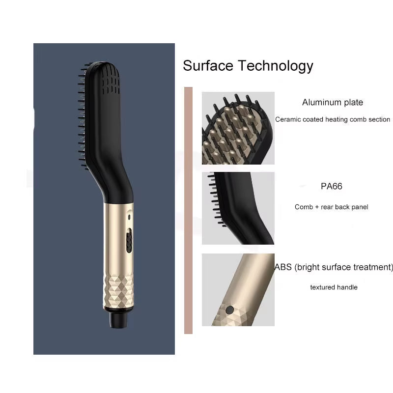 Hot Comb Straightener Electric Negative Ion Heating Comb for Men Beard Hair Straightening Brush Wet Dry Use Quick Hair Styler