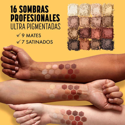 NYX Professional Makeup Paleta De Sombras De Ojos Ultimate Shadow Palette, 16 Sombras Ultra-Pigmentada, Larga Duración, Fórmula Vegana, Warm Neutrals