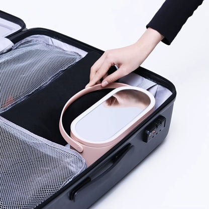 Cosmetic Storage Box, Cosmetic Bag, Makeup Bag, Portable Toiletry Case, Travel Cosmetic Case with Mirror and LED Lights; Great G