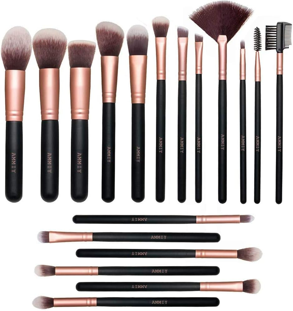 Pinceles De Maquillaje Rose Golden De 18 Piezas Brochas De Maquillaje De Primera Calidad Set Para Cara Y Ojos, Pinceles Sintéticos Para Correctores En Polvo De Base Blush Eyeshadow