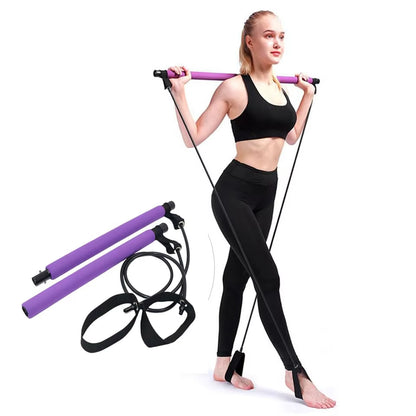 New Fitness Sport Pilates Bar Kit Gym Workout Stick Pilates Exercise Bar Kit with Resistance Band Body Building Puller Yoga Rope